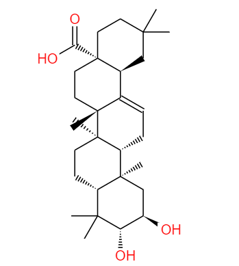  CAS：4373-41-5,中文名稱：山楂酸；2Α-羥基齊墩果酸；馬斯里酸 英文名稱：Maslinic acid