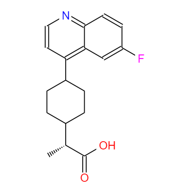 CAS： 1923836-34-3，英文名稱：(R)-2-[cis-4-(6-Fluoro-4-quinolyl)cyclohexyl]propanoicAcid 