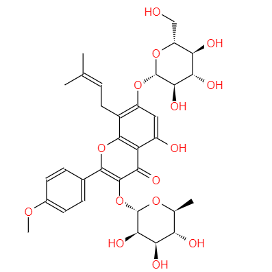 CAS： 489-32-7，中文名稱： 淫羊藿苷 英文名稱：Icariin 