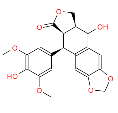 CAS： 40505-27-9，中文名稱： 4'-去甲基鬼臼毒素; 英文名稱：4'-Demethylpodophyllotoxin 