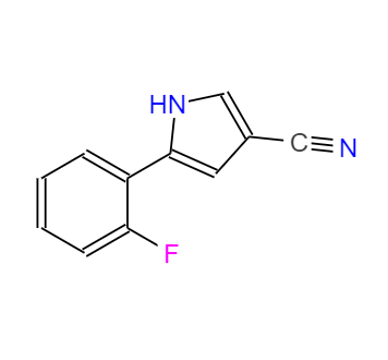 CAS： 1240948-77-9，中文名稱： 5-(2-氟苯基)-1H-吡咯-3-甲腈 英文名稱： 5-(2-fluorophenyl)-1H-pyrrole-3-carbonitrile 