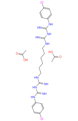 CAS： 206986-79-0，中文名稱(chēng)： 醋酸氯己定 英文名稱(chēng)：Chlorhexidine diacetate 