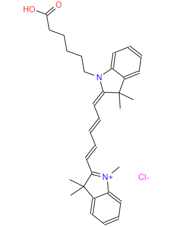 CAS： 1032678-07-1，中文名稱： Cy5羧酸 英文名稱：Cyanine5 carboxylic acid 
