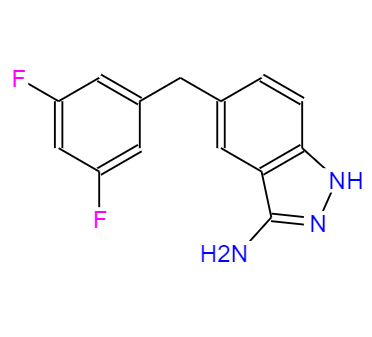 CAS： 1108745-30-7，中文名稱(chēng)： 5-(3,5-二氟芐基)-1H-吲唑-3-胺 英文名稱(chēng)：5-(3,5-Difluorobenzyl)-1H-indazol-3-amine 