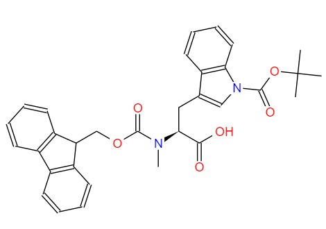 CAS： 197632-75-0，英文名稱：Fmoc-N-Me-Trp(Boc)-OH 