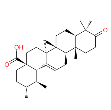 CAS： 6246-46-4，中文名稱： 3-氧代烏索烷-12-烯-28-羧酸 英文名稱：3-oxo-urs-12-en-28-oicacid 