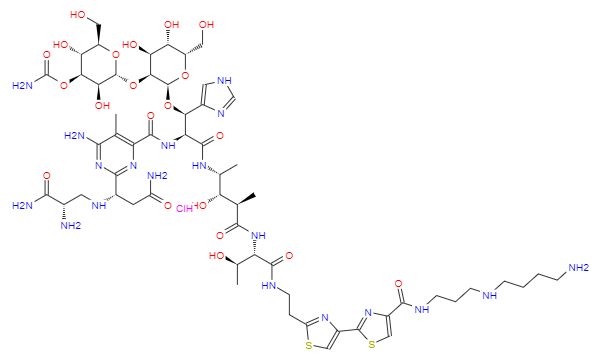 CAS： 55658-47-4，中文名稱： 鹽酸平陽(yáng)霉素 英文名稱：Bleomycin A5 Hydrochloride 