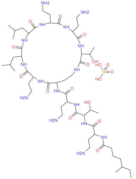 CAS： 1264-72-8，中文名稱： 硫酸粘菌素 英文名稱：Colistin sulfate 