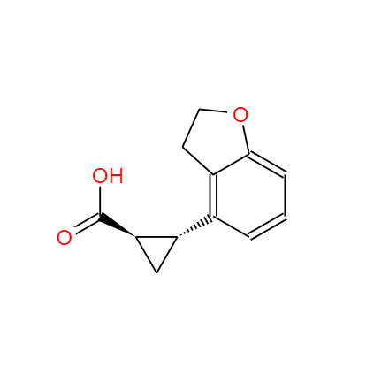 CAS： 452324-76-4，英文名稱：(1R,2R)-2-(2,3-dihydro-1-benzofuran-4-yl)cyclopropanecarboxylic acid