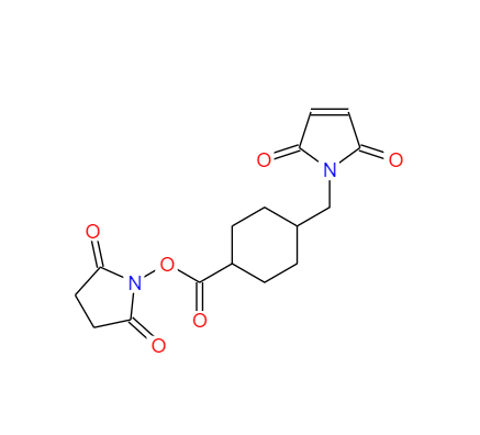 CAS： 64987-85-5，中文名稱： 4-(N-馬來酰亞胺基甲基)環(huán)己烷-1-羧酸琥珀酰亞胺酯 英文名稱：SMCC