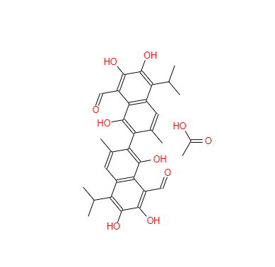 CAS： 12542-36-8，中文名稱： 醋酸棉酚 英文名稱：Gossypol-acetic acid 