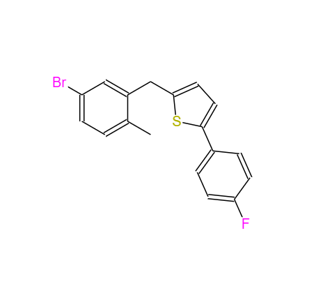 CAS： 1030825-20-7，英文名稱：2-(5-Bromo-2-methylbenzyl)-5-(4-fluorophenyl)thiophene 