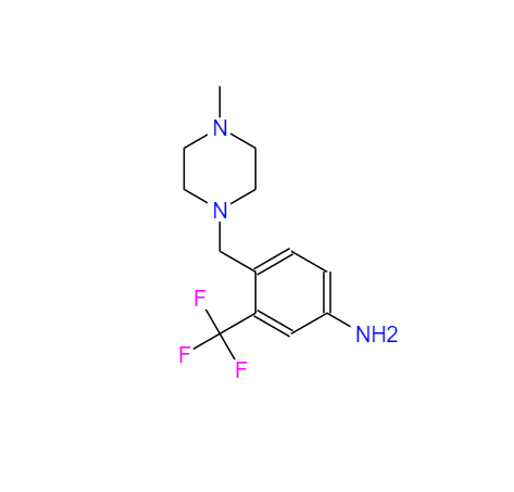 CAS： 694499-26-8，中文名稱： 普納替尼中間體 英文名稱：4-(4-Methylpiperazinomethyl)-3-(trifluoromethyl)aniline 