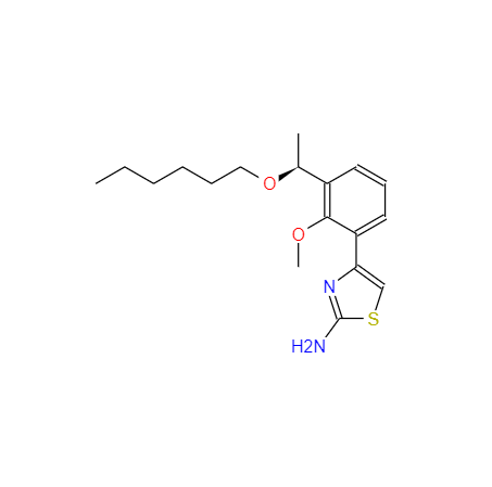 CAS： 1110767-98-0，中文名稱： (S)-4-(3-(1-(正己氧基)乙基)-2-甲氧基苯基)噻唑-2-胺
