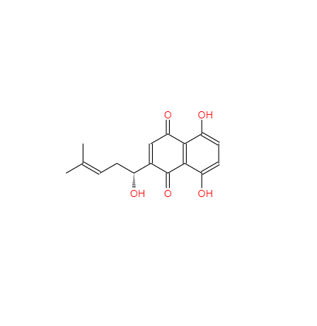  CAS： 517-89-5，中文名稱： 紫草素 英文名稱：shikonin