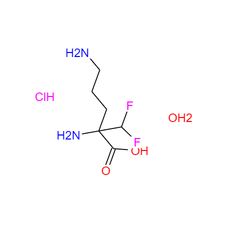CAS： 96020-91-6，中文名稱： 鹽酸依氟鳥氨酸一合水 英文名稱： Eflornithine hydrochloride hydrate 