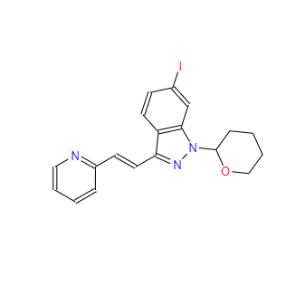 CAS：886230-77-9，(E)-6-碘-3-[2-(吡啶-2-基)乙烯基]-1-(四氫-2H-吡喃-2-基)-1H-吲唑 