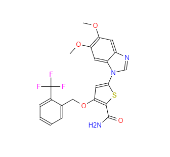 CAS：660868-91-7，3-[2-(三氟甲基)芐氧基]-5-(5,6-二甲氧基-1H-苯并[D]咪唑-1-基)-2-噻吩甲酰胺