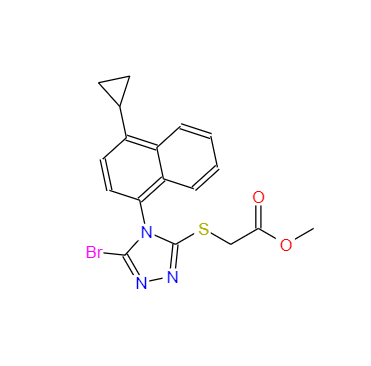 CAS：878671-99-9，2-[[5-溴-4-(4-環(huán)丙基萘-1-基)-4H-1,2,4-三唑-3-基]硫基]乙酸甲酯 